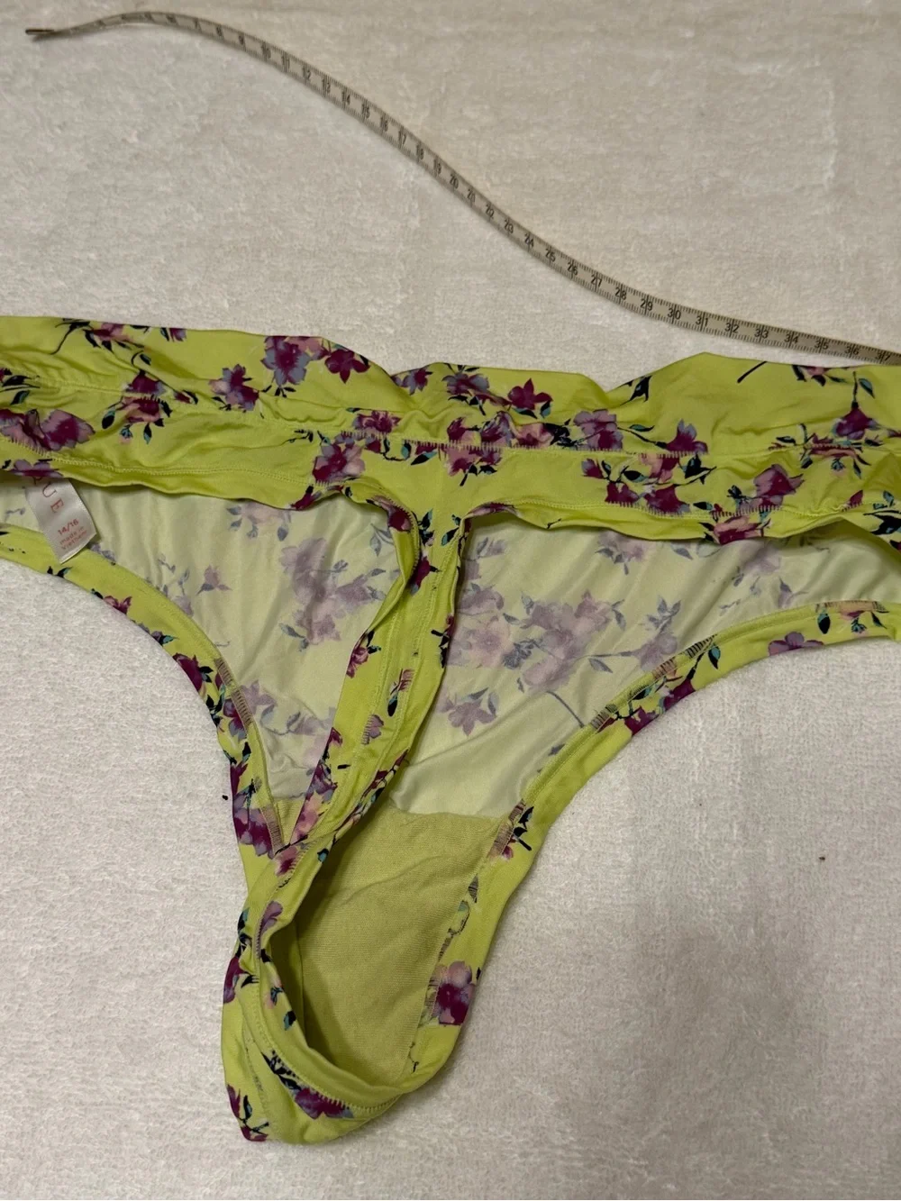 Cacique Lime Green Floral Thong Panties